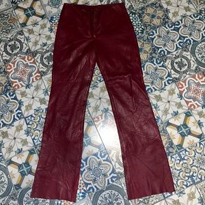 RED LEATHERS WITH BOOT CUT BOTTOM